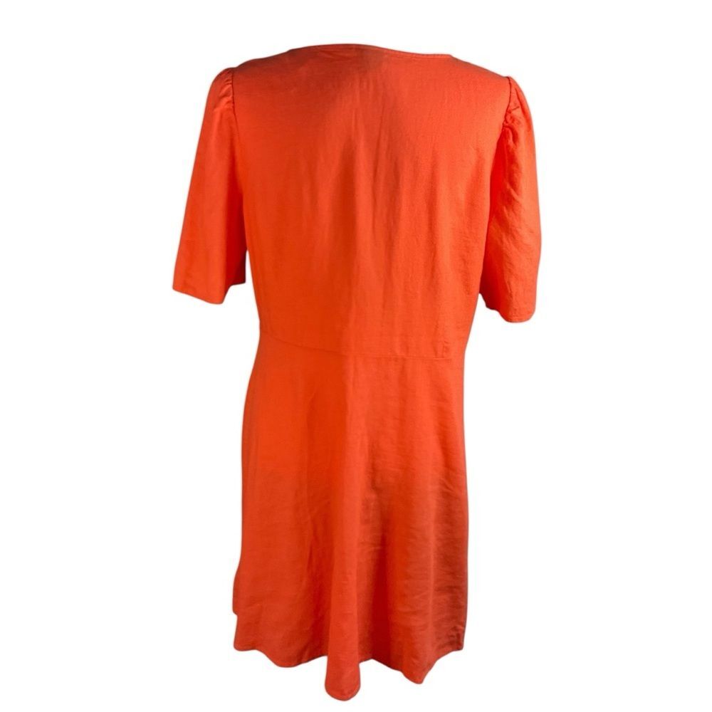 NWT Gap Linen-Blend Mini Dress Size L Blood Orange Lightweight Summer Dress - Picture 6 of 13